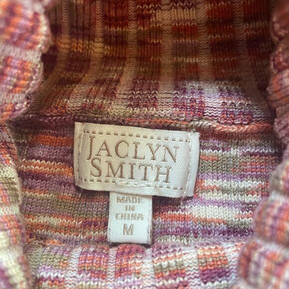 Space Dyed Ribbed Turtleneck with Gold Button Cuff Accents - Picture 4 of 7